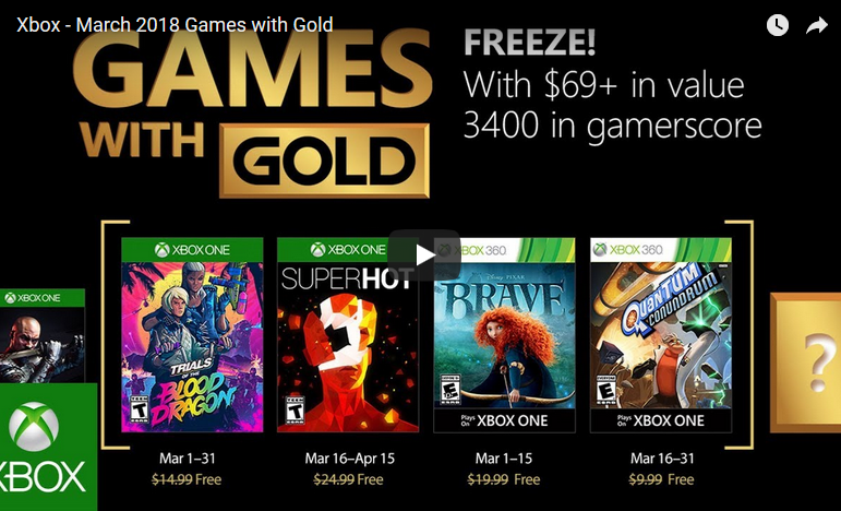 NEWS – These are the free Xbox games for March 2018