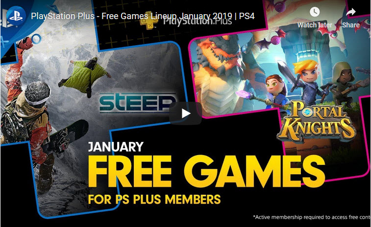 NEWS – PlayStation Plus: Free Games for January 2019