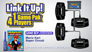 GBA Single-Pak link – Mario Kart Super Circuit – 4 players 1 game pak
