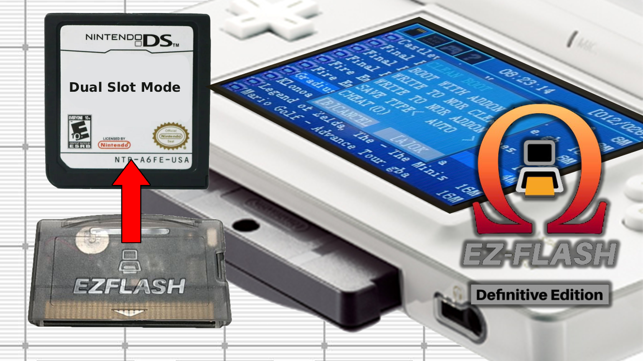 EZ Flash Omega GBA – how to use NOR Flash to activate Dual Slot Mode on DS (Slot-2)